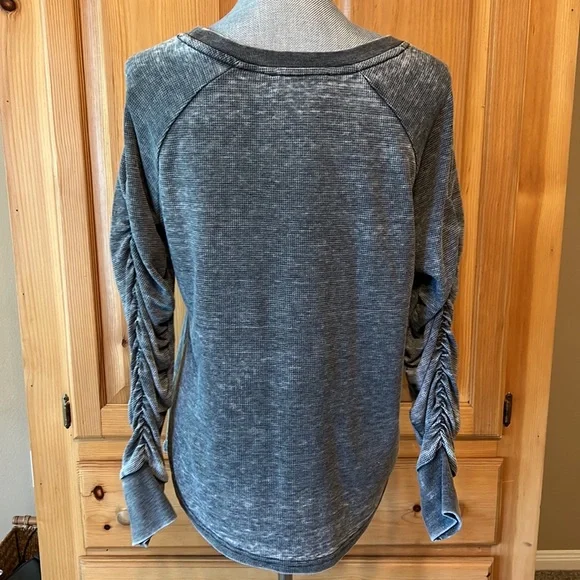 Jane & Delaney Gray Waffle Raglan Long Sleeve T-Shirt M - Picture 4 of 4